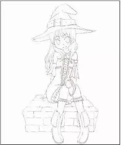 彩铅动漫人物画法小巫女