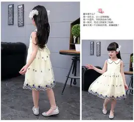 女童连衣裙夏季310岁女孩公主裙刺绣背心裙夏装蓬蓬纱裙蕾丝裙子