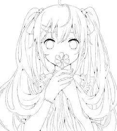 线稿二次元女生初音线稿