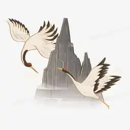 中国风仙鹤山水插画元素png图片素材下载中国png熊猫办公
