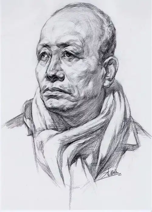 老年男人素描结构头像