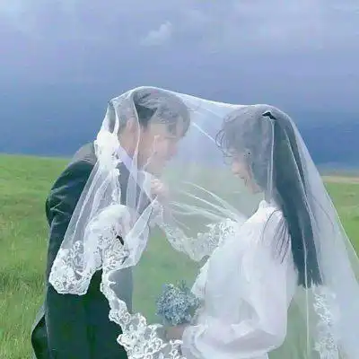 好看的幸福真人婚纱情侣头像双人一对