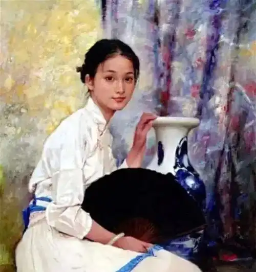王万兵工作室书画交流中心油画下的江南女子,诗情在画笔下自然流淌