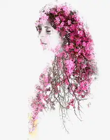 唯美花朵女性剪影高清图片素材图片免费下载高清装饰图案png千库网图片编号6637735