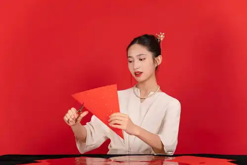 剪纸剪窗花新年龙年春节美女人物摄影图广告素材下载至来源处