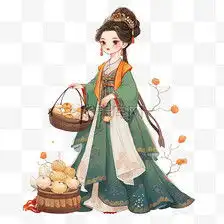 中秋节古代美女月饼卡通手绘元素素材图片免费下载千库网