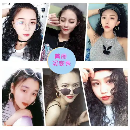 假发女长发马尾绑带式长卷发玉米烫马尾嘻哈小卷抓夹式假发高马尾