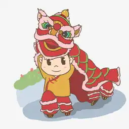 手绘小男孩舞狮插画图片素材其他格式下载动漫人物大全