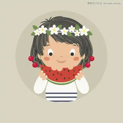 illustrator如何绘制卡通风格的吃西瓜女孩3