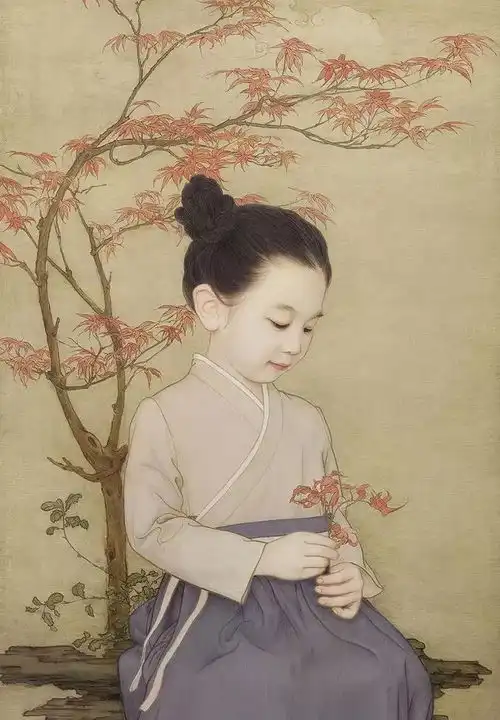 他把女儿画成中式小仙女,优雅可爱美得人心儿颤