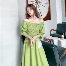 81558021新款19年夏装清爽果绿色仙女裙