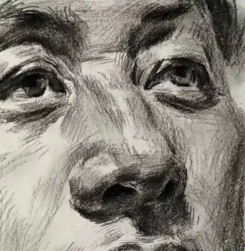 教程教你画标准式四分之三侧男中年素描头像