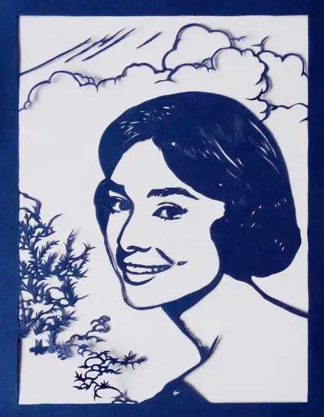 短发女神赫本的剪纸头像