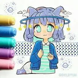 可爱卡通女生小漫画,萌萌哒少女的最爱,马克笔上色效果棒棒哒