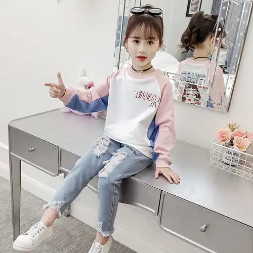 女童长袖t恤2019新款儿童春季童装打底衫女宝宝春装卫衣韩版上衣