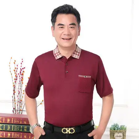 洋湖轩榭爸爸装短袖t恤男常规款休闲夏装中老年男装t恤男短袖上衣5070岁c