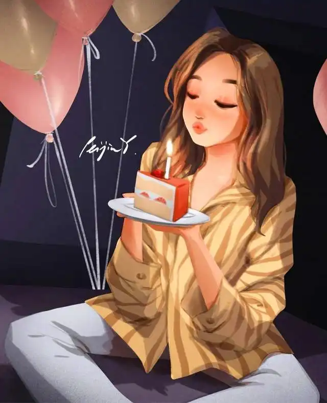 超治愈的女生插画头像,一个人独处的时候
