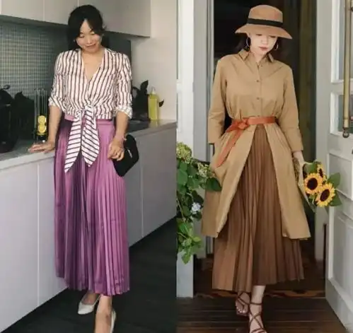 女生春季穿搭推荐百褶裙,美丽时尚,青春活力