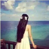 海边女孩身穿连衣裙的背影头像,长发