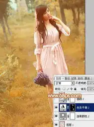 photoshop给树林美女图片加上柔和的淡黄早秋色5