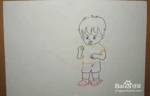 儿童简笔画之打电话的小男孩