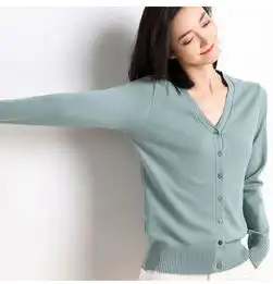 2019秋季新款女装韩版短款时尚针织开衫毛衣女纯色百搭气质外套
