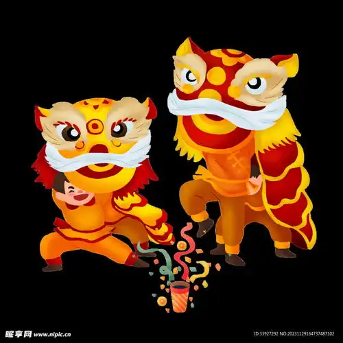 舞狮插画设计图其他素材