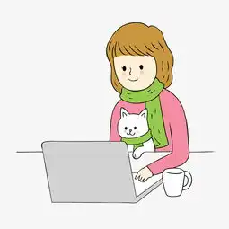 卡通手绘插画可爱女孩和小猫图片素材其他格式下载动漫人物大全