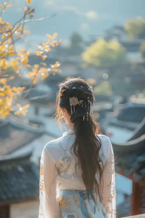 阳光女生背影旅行摄影图摄影图