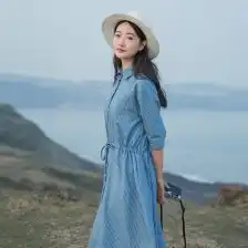 女学生文艺长裙