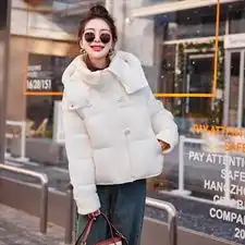 白鸭绒羽绒服女短款2023冬季新款女装时尚气质保暖外套达标90绒