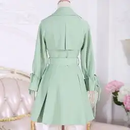 绿色钉珠七分袖中长款风衣女早春外套女学生韩版2020春季新款时尚
