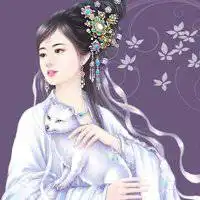 微信头像长发红裙女生侧身古装卡通