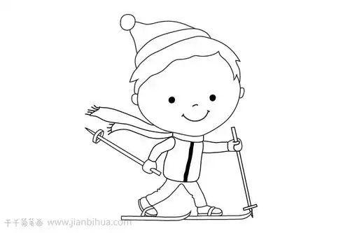 滑雪的男孩简笔画