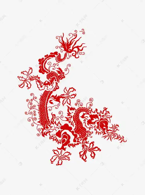 霸气中国风传统红色喜庆剪纸龙手绘元素素材图片免费下载千库网