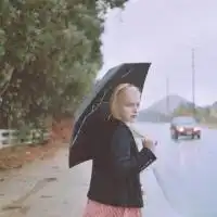 求几张在雨中撑着雨伞跑的女生背影图片,最好还能有一张丢掉雨伞的图片