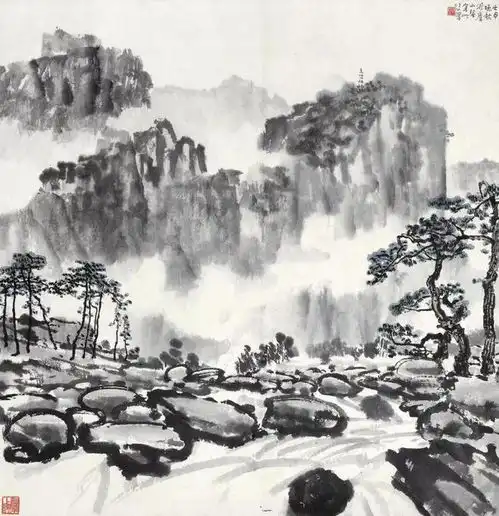徐悲鸿的水墨山水,壮美