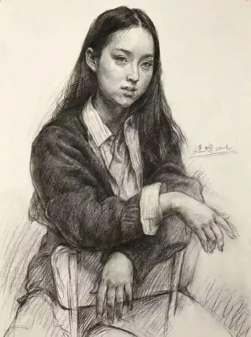 各角度女青年素描头像解析......