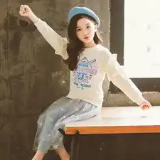 纱裙字母印花套装女童时尚舒适2019春季甜美舒适潮流