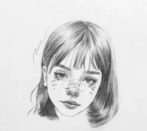 轻松感十足的素描,画中小姐姐好漂亮