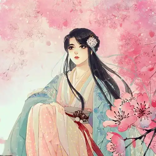 意境古风漫画女生头像相恨不如潮有信相思始觉海非深