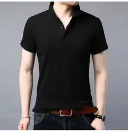 非纯棉半袖体恤衫纯色上衣夏季polo衫男短袖潮男士翻领t恤牌服