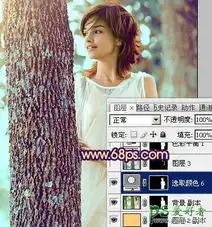 ps给欧美少女森林艺术照调出青黄灿烂的效果12