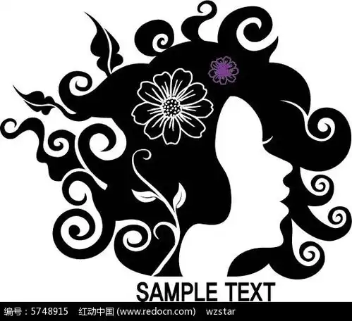 黑白手绘花朵女人头像矢量素材eps免费下载红动网