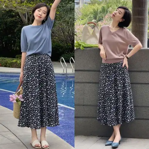 半身裙很百搭,但要搭对了上衣才更优雅有女人味,真好看
