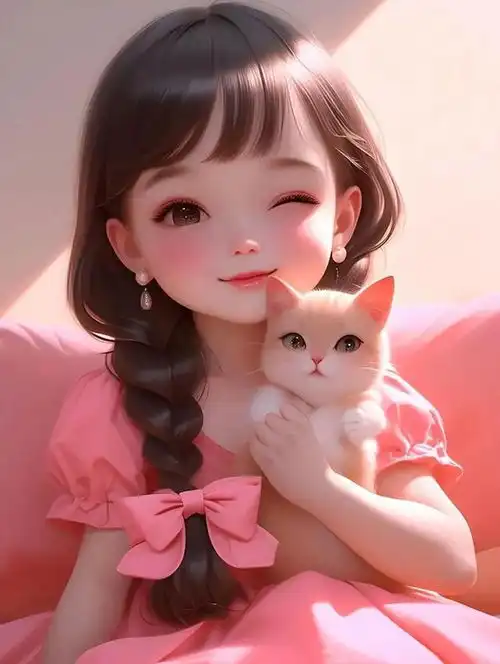 小美女抱宠物美图分享