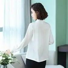 衬衫女长袖2019春季新款弹力乔其缎带蝴蝶结重磅缎面上衣白衬衣职