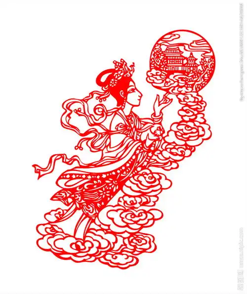 嫦娥奔月剪纸图片
