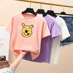 牛奶丝卡通印花圆领短袖t恤女