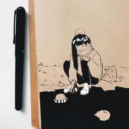 女生这组黑白插画懂女人多愁善感黑白分明